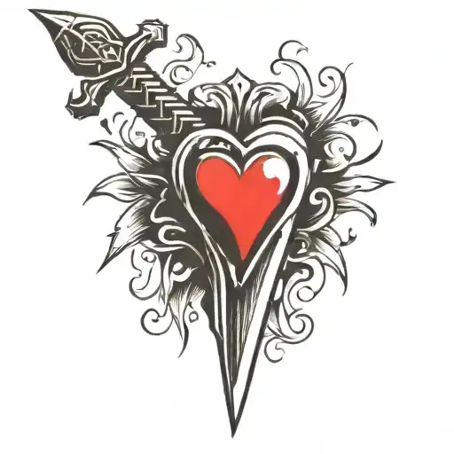 Thin Dagger With Heart