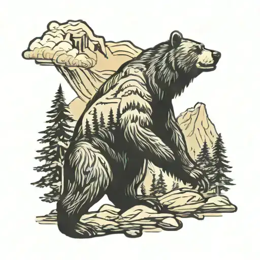 Peaceful Mountains Forest Bear