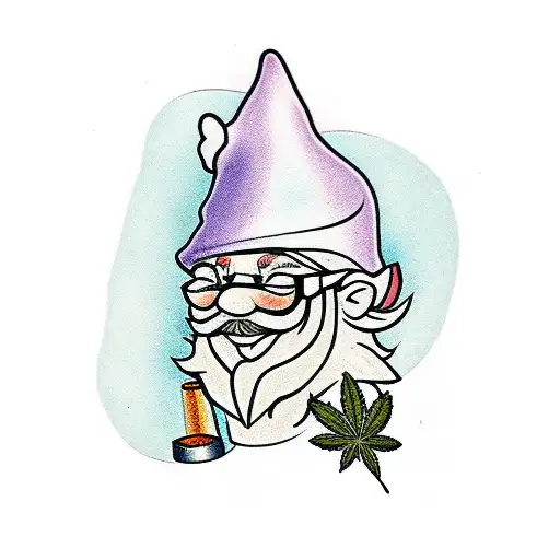 Stoner Gnome Holding A Marijuana Leaf