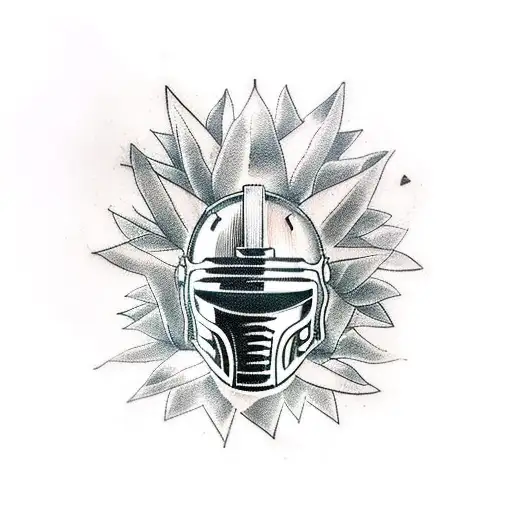 Spartan Helmet Sideways Around A Wreath Of Olive Trees