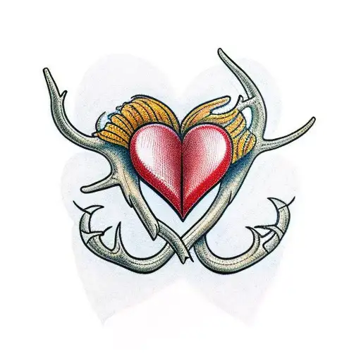 Heart Made Out Of An Antler And A Fishing Pole