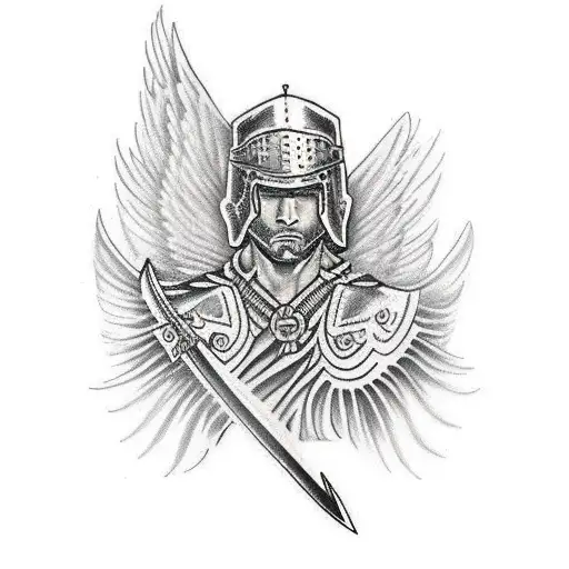 Warrior With Shield And Sword And Wings