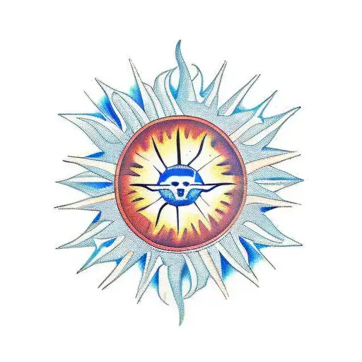 Arabic Sun With Christian Phrases Coming Off Of It