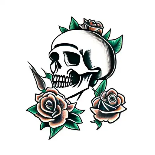 Robot Skull And Roses
