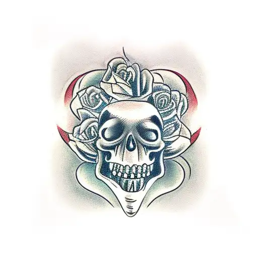 Traditional Mouth Tattoo With A Hidden Skull Inside