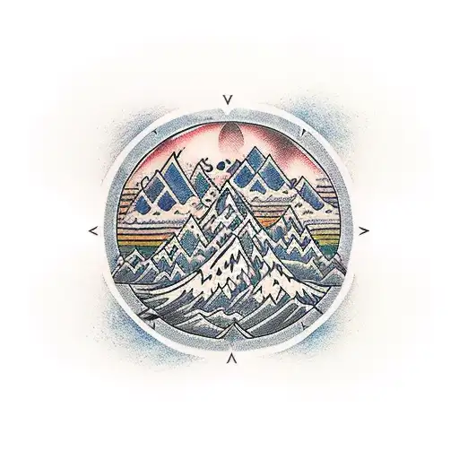 Mountain Range With River Flowing Through Valley And Eagle Flying