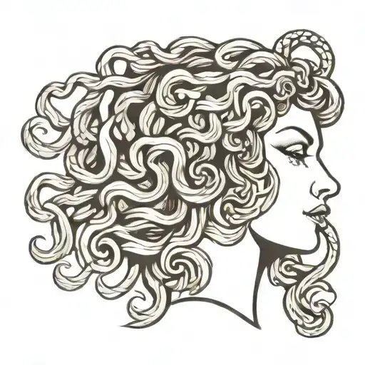Medusa Head Profile Traditional Lady Head