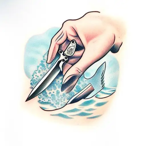 Hand Holding Water And Knife