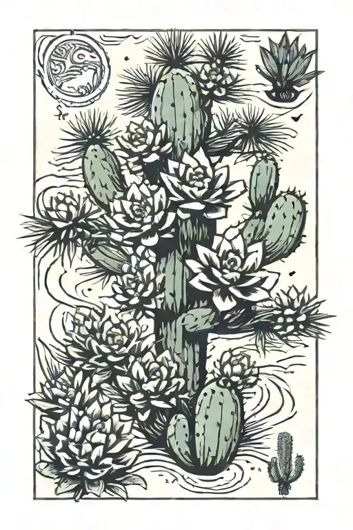 Pine Tree And Cactus