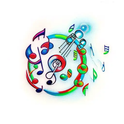 Bubbles With Music Symbol Inside