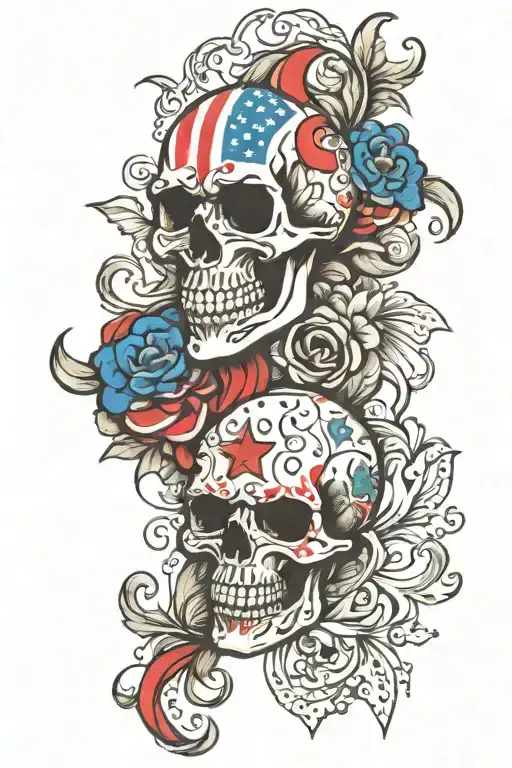 Skull Patriotic Arm Sleeve Featuring Intricate Patterns