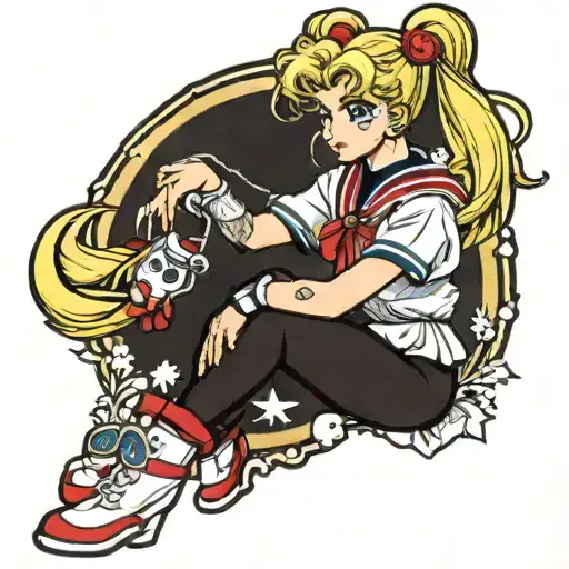 Sailor Moon In A Modern Streetwear Version Of Her Sailor Senshi Uniform