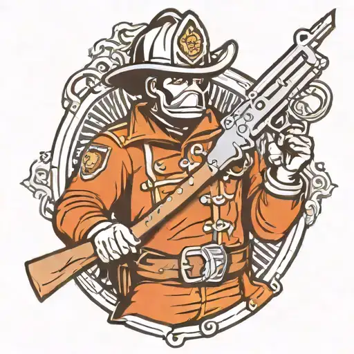 Firefighter Logo With Bandit Holding Revolver