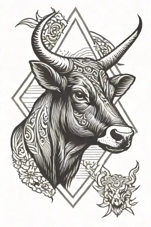 Head Of A Brave Bull Inside A Brave Rhombus