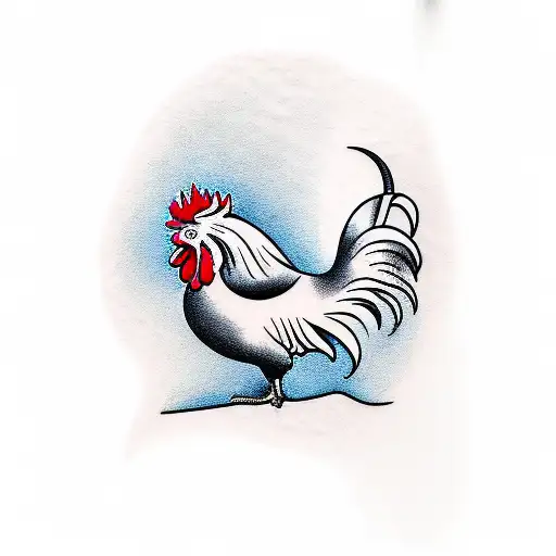 Rooster On Skis Wearing Ski Goggles