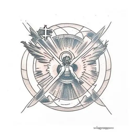 Icarus Falling From The Sun With A Cross In The Middle