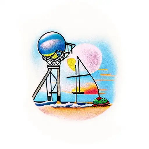 A Basketball Hoop On A Beach Sunset