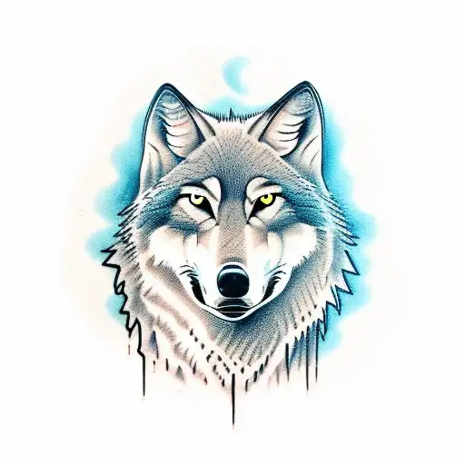 Wolf In Front Of Wildfire