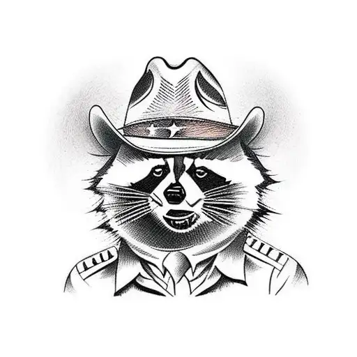 Raccoon In A Cowboy Hat