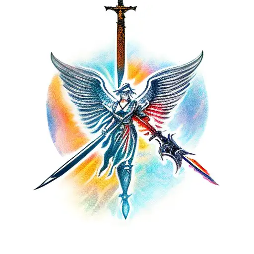 Kneeling Archangel With Sword That Looks Like Assasins Creed