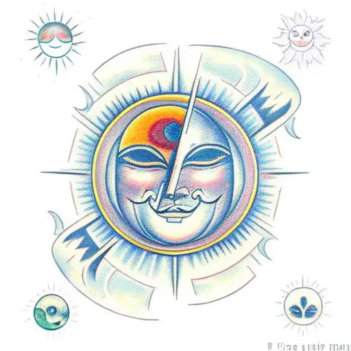 Sun And Moon At Once With A Visage On Each One