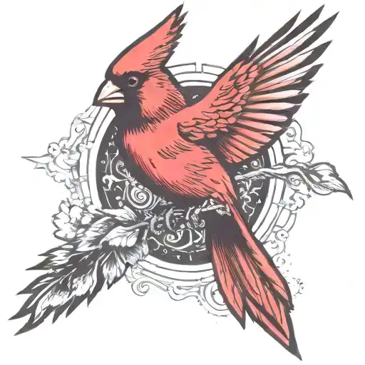 A Single Cardinal Flying