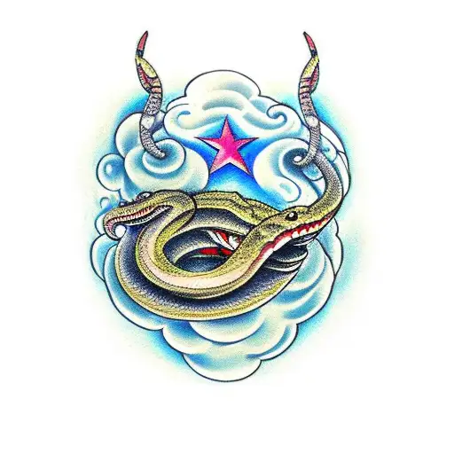 Defensive Snake Wrapped Around Diamond