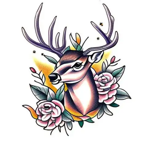 Deer With Flowers