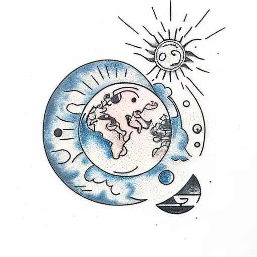 Moon And Sun And Earth Simple