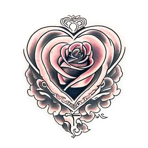 Heart With Rose Blended