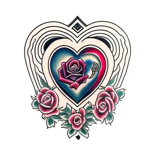 Heart With Rose Blended