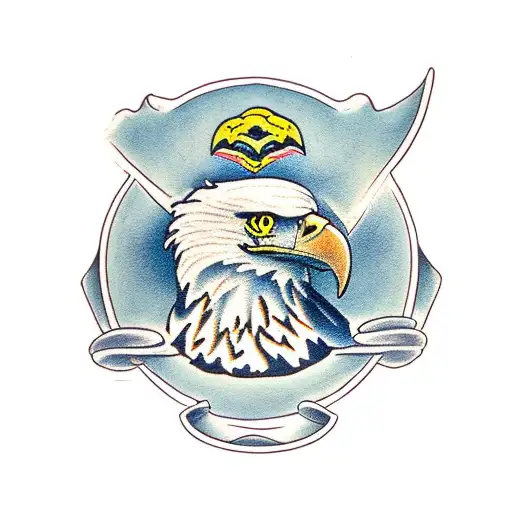 Eagle Clutching Flag And New York Hook