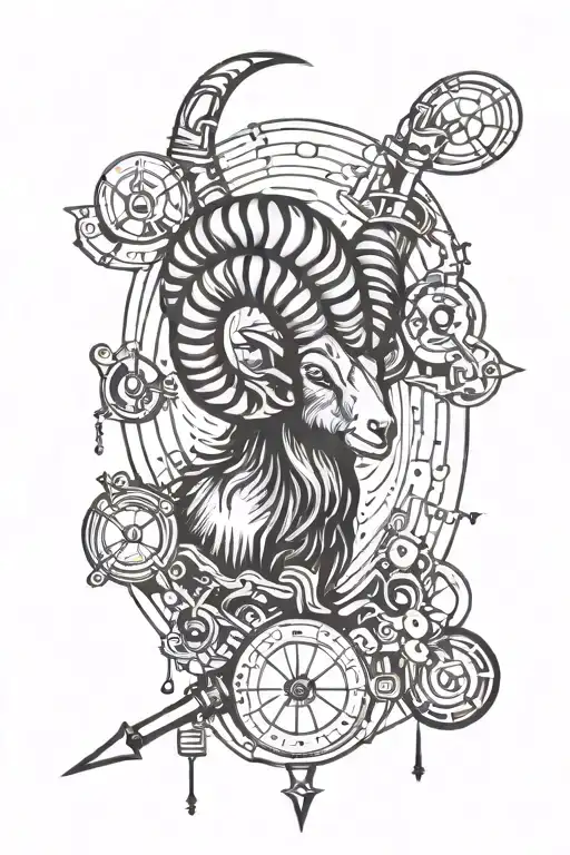 A Tattoo Design Depicting The Aries Constellation Surrounded By Electrical Engineering Tools