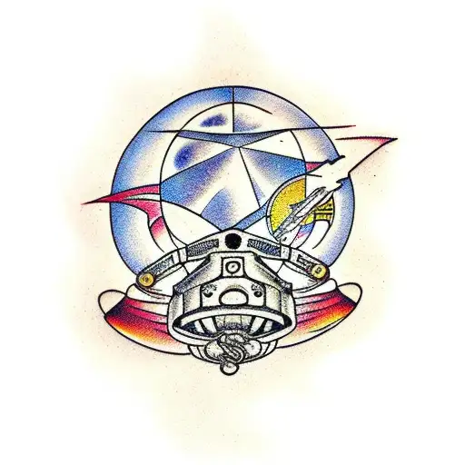 Starship And Planet Blended