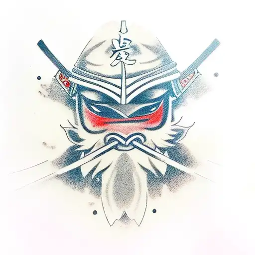 Samurai Com Uma Espada Na Mao Enquanto Esta Em Chamas Vermelhas