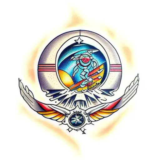 Starship And Planet Blended