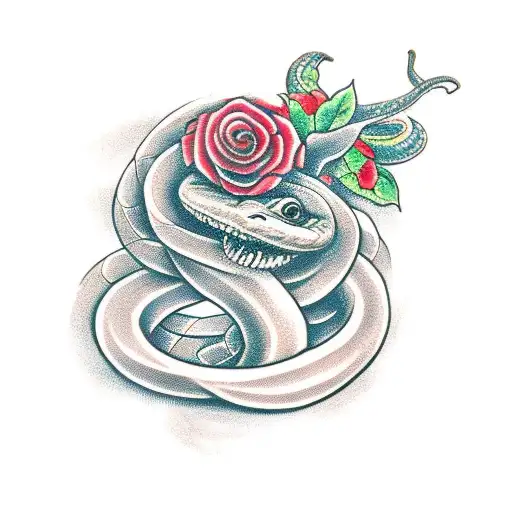 Snake Wrapping Around Flowers