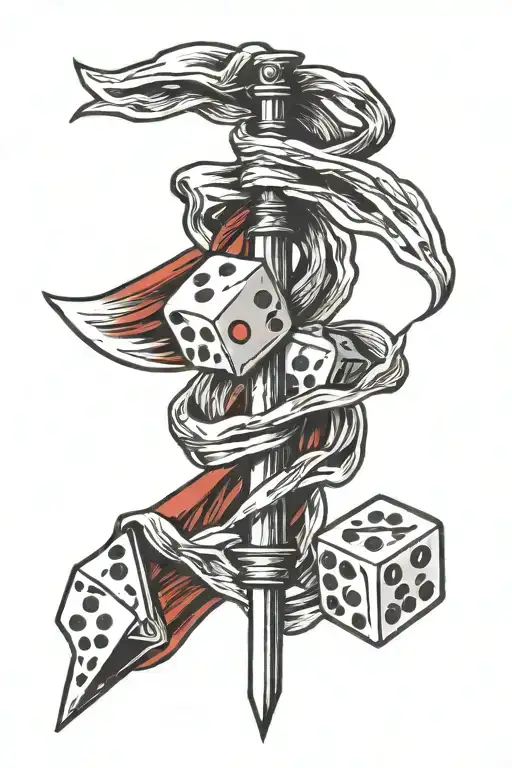 Dagger Two Dice Red Scarf