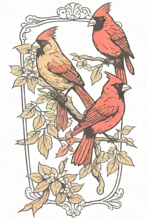Cardinal And Robin Bird