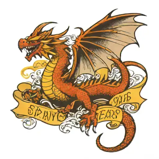 A Flying Dragon With Rap Lyrics Written In Its Wings