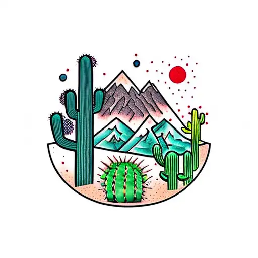 Cactus And Mountain Blended