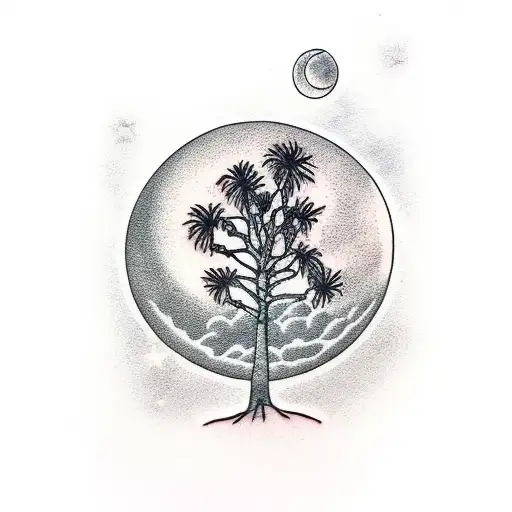 Palmetto Tree And Moon With Tennessee Tri Star