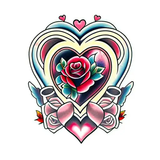 Heart With Rose Blended