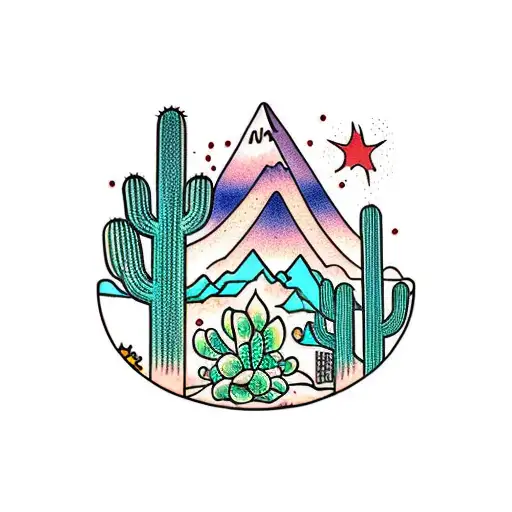 Cactus And Mountain Blended