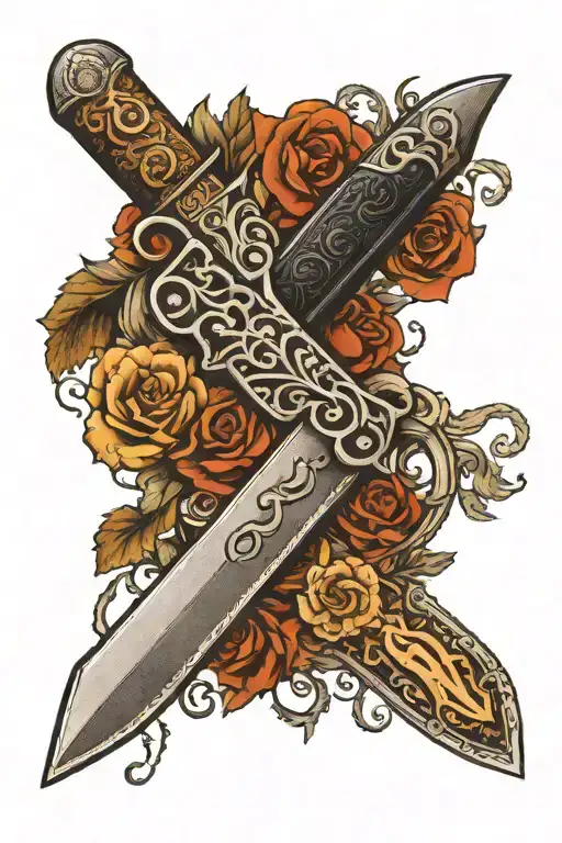 Black And Grey Nordic Knife In Americana Style With The Roman Numeral 9 In The Handle