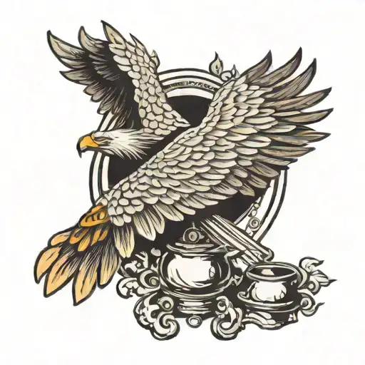 An Eagle With A Mirror And An Antique Candle