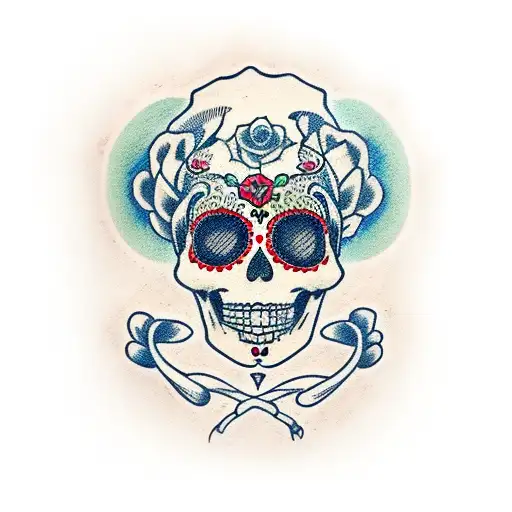 Traditional Nurse With A Sugar Skull Face