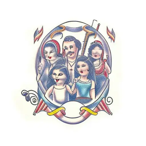 Family Portrait With Each Member Represented As A Musical Instrument