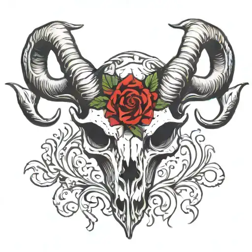Aries Goat Skull With Horns
