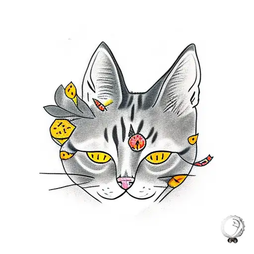 2 Cats Orenge 2 Cats Grey 1 Cat Balck 1 Cat Treecolor On Tree